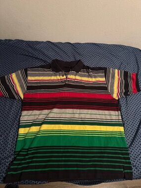 Men's Multicolor Stripe Polo Shirt - Classic Short Sleeve